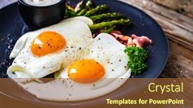  Presentation with green plate - Audience pleasing presentation design consisting of tasty-breakfast-sunny-side-up backdrop and a tawny brown colored foreground