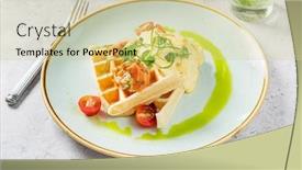  Presentation with waffles - Slide set enhanced with tasty-breakfast-with-belgian-waffles background and a soft green colored foreground