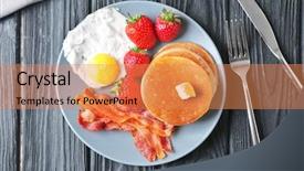  Presentation with bacon - PPT layouts featuring tasty breakfast with pancakes bacon background and a coral colored foreground