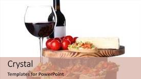  Presentation with served - Presentation theme with tasty bruschetta served with wine background and a coral colored foreground