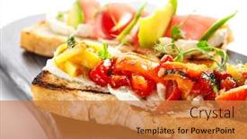  Presentation with fish tuna - Cool new slides with tasty-bruschetta-with-fish backdrop and a gold colored foreground