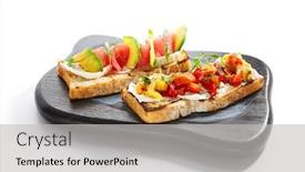  Presentation with fish tuna - Cool new slide deck with tasty-bruschetta-with-fish backdrop and a light gray colored foreground