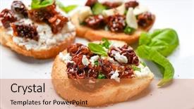 Presentation with dried tomato - Beautiful presentation theme featuring tasty bruschetta with sun-dried backdrop and a coral colored foreground