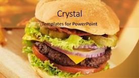  Presentation with soft drink - PPT theme enhanced with tasty burger - hamburger with french fries background and a yellow colored foreground