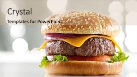  Presentation with focus - Amazing theme having tasty burger - single cheeseburger with silver background backdrop and a coral colored foreground