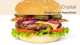  Presentation with burger - PPT theme with tasty-burger-with-bacon background and a yellow colored foreground