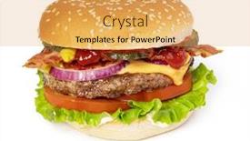  Presentation with burger - Amazing presentation theme having tasty-burger-with-bacon backdrop and a yellow colored foreground