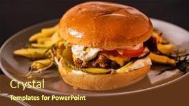  Presentation with burger fries - Slide set with tasty-burger-with-french-fries background and a tawny brown colored foreground