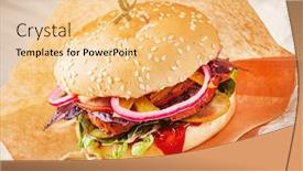  Presentation with burger - Beautiful presentation featuring tasty-burger-with-grilled-salmon backdrop and a lemonade colored foreground