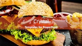  Presentation with burgers - Cool new presentation with tasty burgers with chips served on cutting board on stone plate backdrop and a red colored foreground