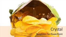  Presentation with potatoe - Audience pleasing presentation design consisting of tasty but unhealthy potatoe chips backdrop and a gold colored foreground