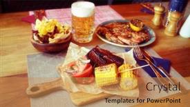  Presentation with food corn chips - PPT layouts consisting of tasty-but-unhealthy-pub-food background and a yellow colored foreground