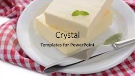  Presentation with butter - Cool new slide set with tasty butter on plate isolated on white backdrop and a soft green colored foreground