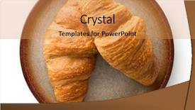  Presentation with white plate - Colorful PPT layouts enhanced with tasty buttery croissants on plate backdrop and a gold colored foreground