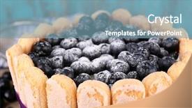  Presentation with blueberries - Cool new PPT theme with tasty cake charlotte with blueberries on wooden background backdrop and a seafoam green colored foreground