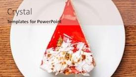  Presentation with white plate - PPT layouts with tasty-cake-on-the-white background and a coral colored foreground