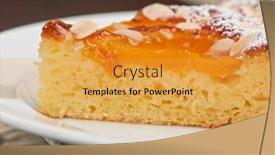  Presentation with apricot - Audience pleasing theme consisting of tasty cake with apricot and cottage cheese with nuts backdrop and a gold colored foreground