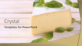  Presentation with camembert - Presentation design featuring tasty-camembert-cheese-with-basil background and a lemonade colored foreground