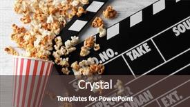  Presentation with popcorn movie - Colorful PPT layouts enhanced with tasty caramel popcorn and movie backdrop and a tawny brown colored foreground