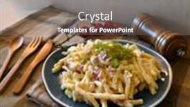  Presentation with pasta - Colorful presentation theme enhanced with tasty-carbonara-pasta backdrop and a gray colored foreground