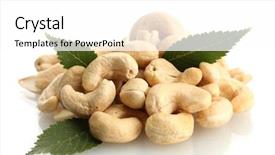  Presentation with nut - Presentation design featuring tasty cashew nuts with leaves background and a white colored foreground