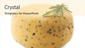  Presentation with white cheese - Beautiful theme featuring tasty cheese and rosemary backdrop and a blonde colored foreground