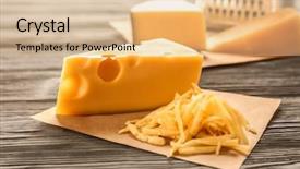  Presentation with cheddar - Audience pleasing presentation theme consisting of tasty cheese on wooden table backdrop and a lemonade colored foreground