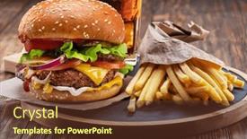  Presentation with hamburger - Presentation theme having tasty-cheeseburger-or-hamburger-glass background and a tawny brown colored foreground