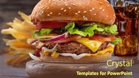  Presentation with hamburger - Presentation featuring tasty-cheeseburger-or-hamburger-glass background and a tawny brown colored foreground