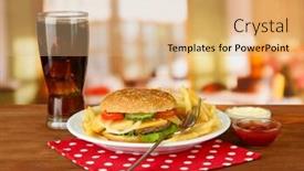  Presentation with cold drink - Cool new PPT theme with blue morpho morpho peleides backdrop and a tawny brown colored foreground