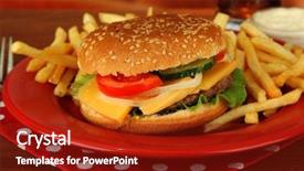  Presentation with cold drink - Presentation having coke ice - tasty cheeseburger with fried potatoes background and a crimson colored foreground