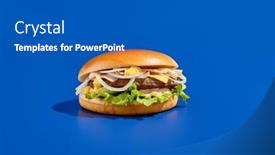  Presentation with modern food - Presentation consisting of tasty-cheeseburger-with-onion-cheddar background and a teal colored foreground