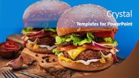  Presentation with hamburger - Presentation design enhanced with tasty-cheeseburgers-or-hamburger background and a teal colored foreground