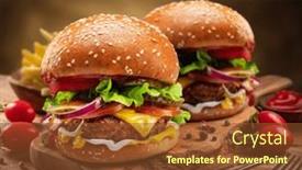  Presentation with cutlery - Presentation theme featuring tasty-cheeseburgers-or-hamburgers background and a  colored foreground