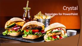  Presentation with french fries - PPT layouts enhanced with tasty cheeseburgers with french fries background and a tawny brown colored foreground