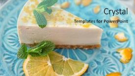  Presentation with lemons - Slide deck with tasty cheesecake slice with lemons background and a light blue colored foreground