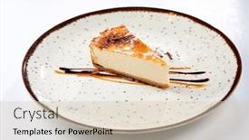  Presentation with cheesecake - Colorful slide deck enhanced with tasty-cheesecake-with-chocolate-sauce backdrop and a lemonade colored foreground