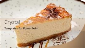  Presentation with cheesecake - Slide set with tasty-cheesecake-with-chocolate-sauce background and a coral colored foreground