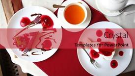  Presentation with tea cup - PPT theme featuring tasty-cheesecakes-and-cup background and a red colored foreground
