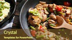  Presentation with sports table tennis two ping - Slides with tasty chicken marsala on pan background and a tawny brown colored foreground