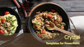  Presentation with chicken - PPT layouts with tasty chicken marsala on pan background and a  colored foreground