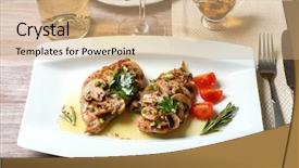  Presentation with chicken little chicks - Cool new theme with tasty chicken marsala on plate backdrop and a  colored foreground