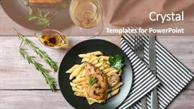  Presentation with pasta - Slide deck enhanced with tasty chicken marsala with pasta background and a  colored foreground