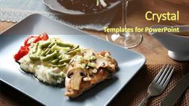  Presentation with mushrooms farm to table vegetables - Slide deck with tasty chicken marsala with vegetables background and a  colored foreground