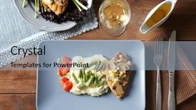  Presentation with leafy vegetables farm to table - Slide deck enhanced with tasty chicken marsala with vegetables background and a  colored foreground