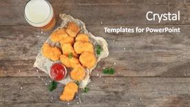 Presentation with nuggets - Colorful presentation design enhanced with tasty chicken nuggets beer backdrop and a violet colored foreground