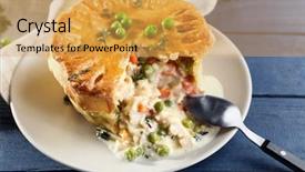 Presentation with peas - Colorful presentation theme enhanced with tasty chicken pot pie backdrop and a yellow colored foreground