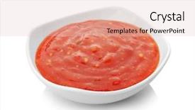  Presentation with hot sauce - Audience pleasing slide set consisting of tasty chili sauce in bowl backdrop and a lemonade colored foreground