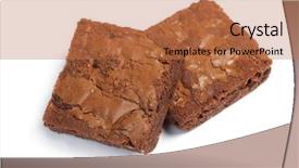  Presentation with pies - Beautiful slide deck featuring tasty chocolate brownies pies isolated backdrop and a coral colored foreground