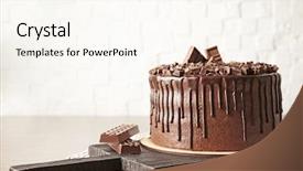  Presentation with brick wall - Beautiful presentation featuring tasty chocolate cake on brick backdrop and a cream colored foreground